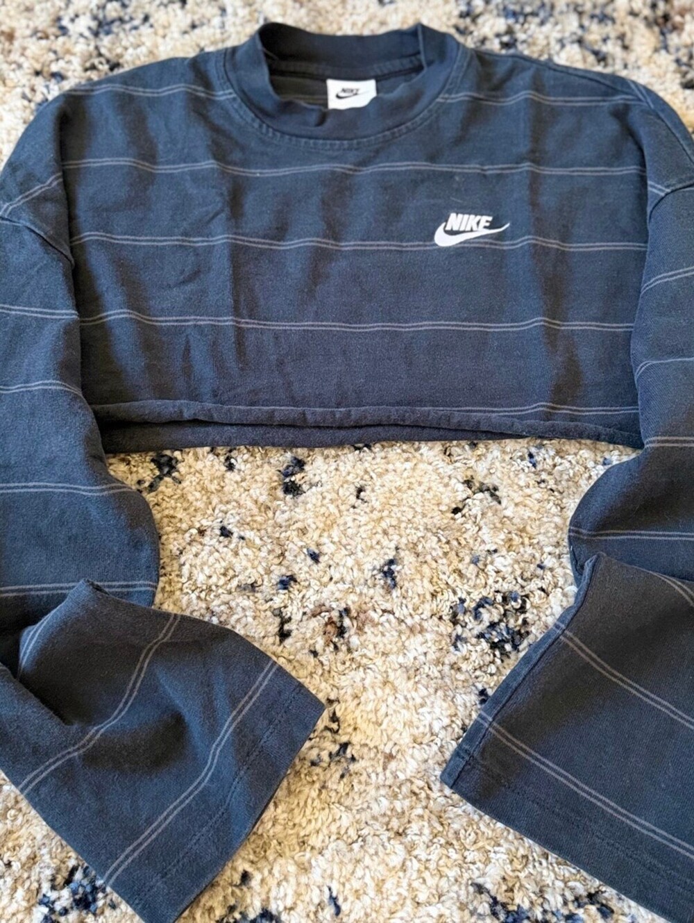 Nike Black Striped Long Sleeve Tee Shirt S
